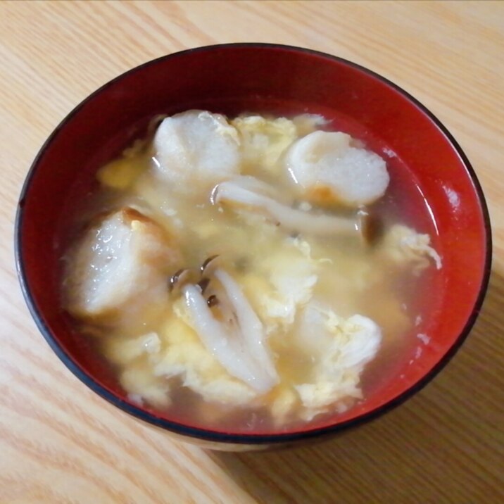卵としめじと麩の中華スープ